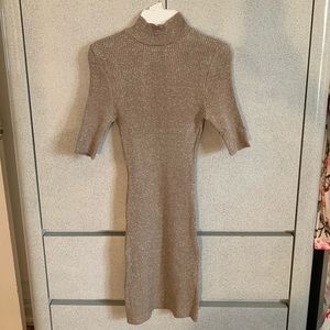 Mocha shimmery sweater mini dress